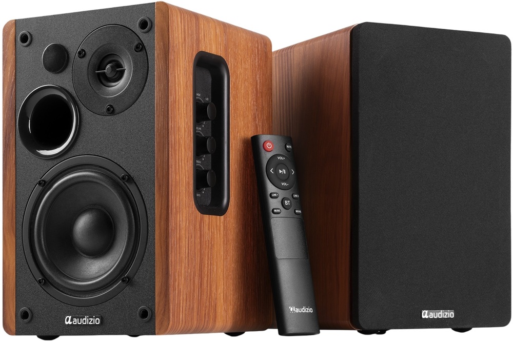 Colunas Amplificadas Estúdio BLUETOOTH 80W Madeira (KS01) - AUDIZIO