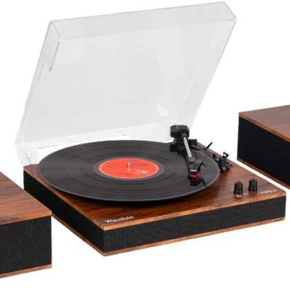 Gira Discos Tupelo 33/45/78 RPM Bluetooth c/ 2 Colunas (RP335BB) Madeira - AUDIZIO