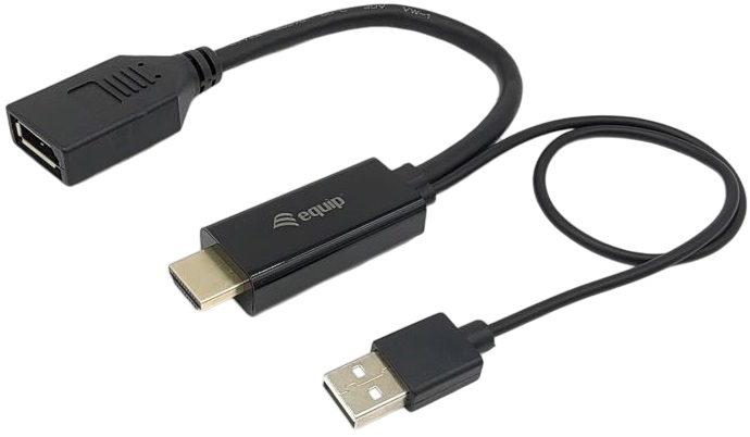 Adaptador de Vídeo HDMI / USB-A Macho - DisplayPort Fêmea (15cm) - EQUIP