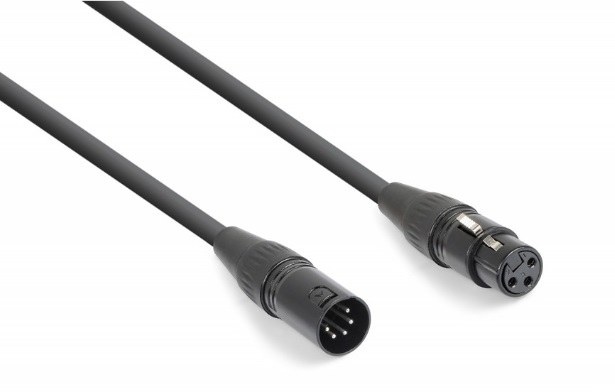 Cabo Conversor DMX Canon Femea 3 Pinos - DMX Canon Macho 5 Pinos - POWER DYNAMICS CONNEX