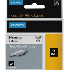 Tubo Termo Retrátil Preto Sobre Branco (1,5 mts/2,4cm) – DYMO