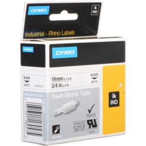 Tubo Termo Retrátil Preto Sobre Branco (1,5 mts/1,9cm) - DYMO