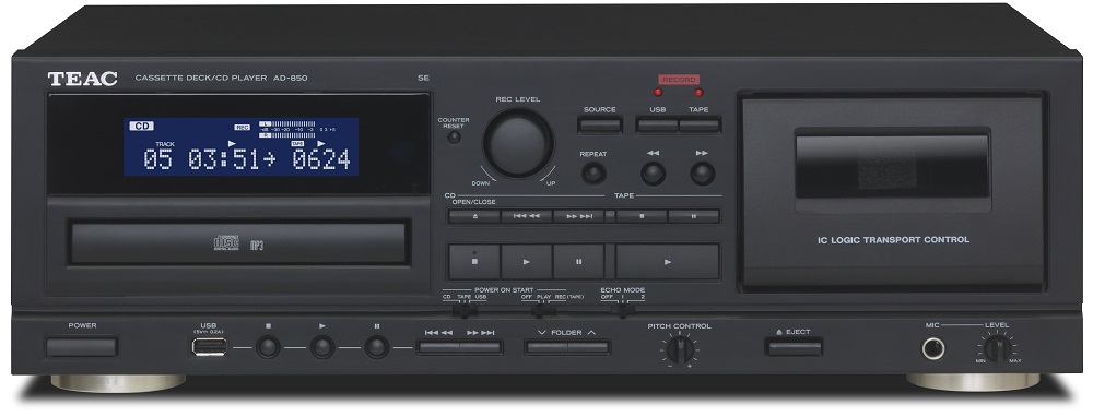 Leitor de CD e Cassete AD-850-SE c/ Entrada USB e Microfone - TEAC