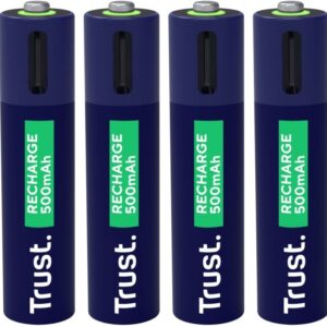Blister 4x Pilhas Recarregáveis AAA 500mAh c/ Carregamento por USB-C - TRUST