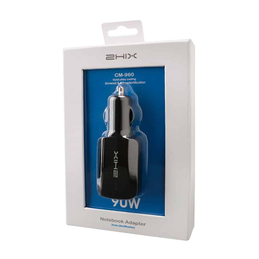TRANSFORMADOR 2HIX CARRO 90W C/USB - BLACK