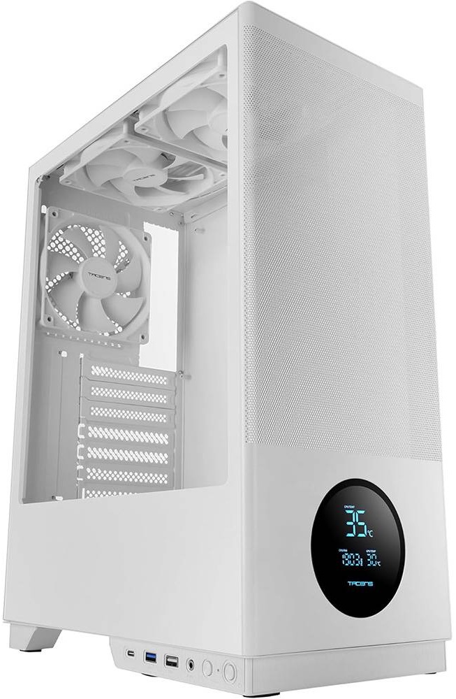Caixa ATX Sagitta20 Tempered Glass LED Screen Front Mesh (Branco) - TACENS