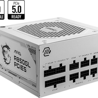 Fonte de Alimentação ATX MAG A850GL PCIE5 850W 3.0/PCIe 5.0 80 Plus Gold Full Modular Branca - MSI