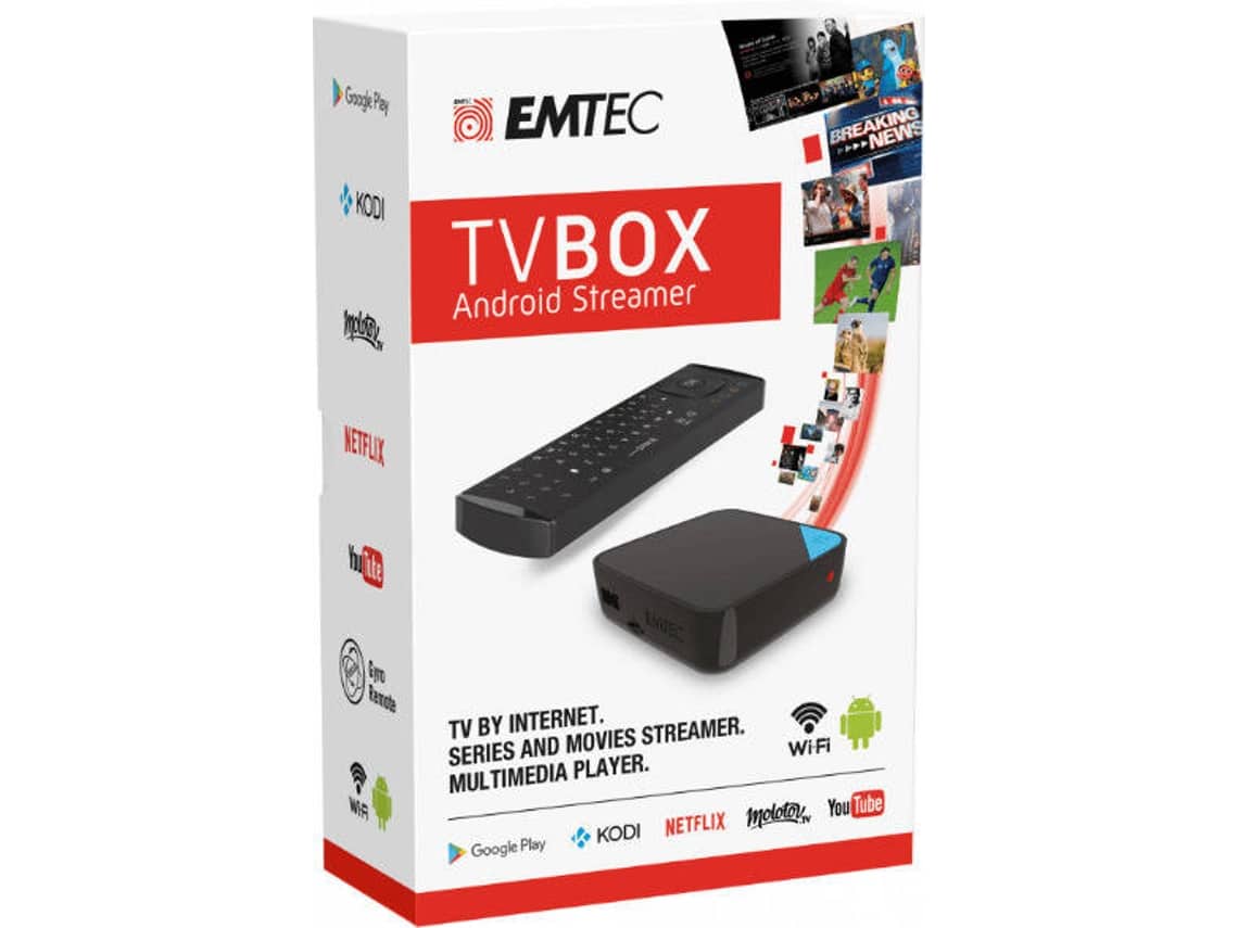 Smart Tv Box Android Emtec 4Core 1Gb + 16Gb Com Comando
