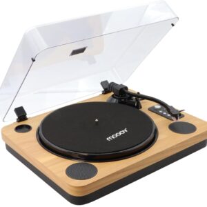 Gira Discos Bluetooth Mooov 33/45/78 RPM c/ Colunas (Madeira/Preto) - METRONIC