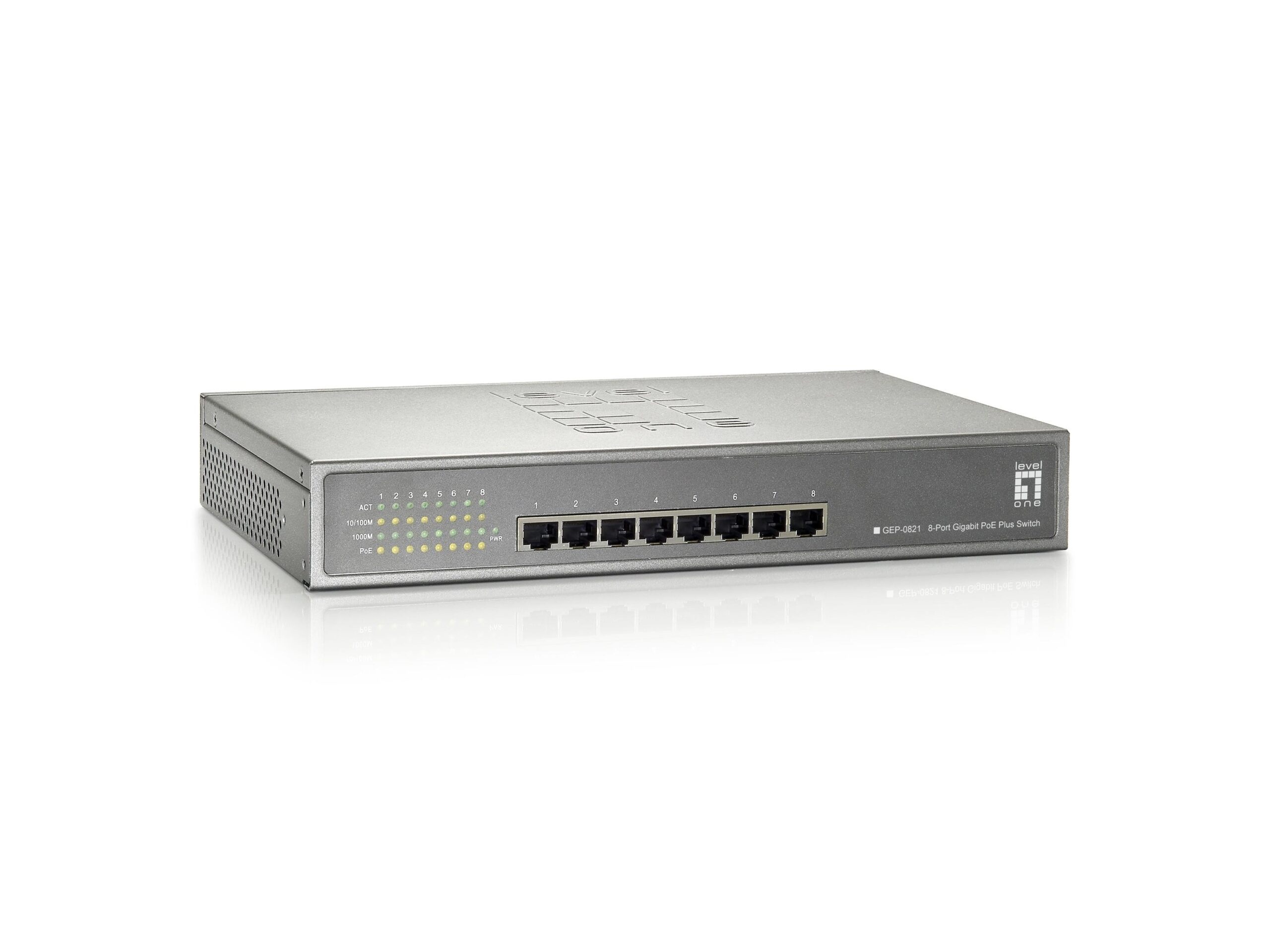 Switch LEVEL ONE 8-Port Gigabit PoE 802.3at PoE+, 123.2W - GEP-0821