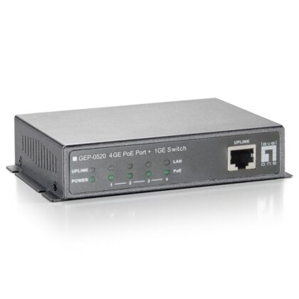 Switch LEVEL ONE 5 Port PoE with 4 10/100/1000Mbps Ports & 1 10/100/1000Mbps - GEP-0520