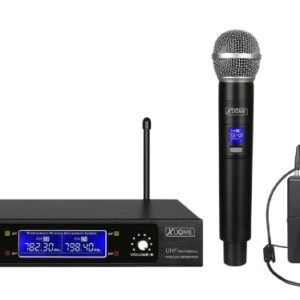 Central 2 Microfones Mão UHF 2 Canais s/ Fios (Mão e Cabeça) - XDOME