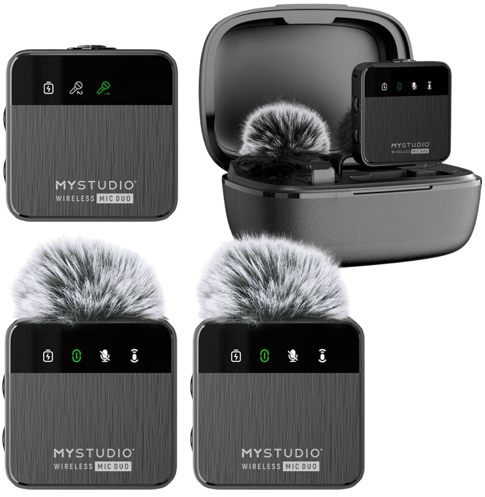 Pack 2x Microfones + Recetor s/ Fios Lapela Mystudio Mic Duo - EASYPIX