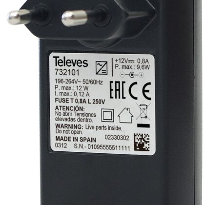 Fonte de Alimentação 12V 0,8A - TELEVES