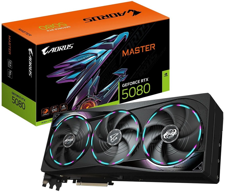 Placa Gráfica GeForce RTX 5080 Aorus Master 16GB GDDR7 DLSS4 - GIGABYTE