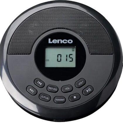 Leitor de CD/MP3 Portátil CD-340BK c/ Bluetooth e Auriculares (Preto) - LENCO