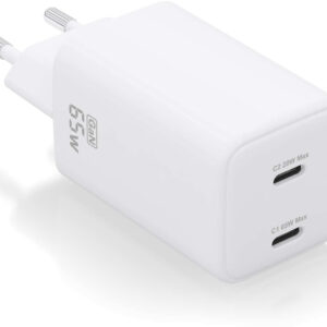 Carregador GaN 65W 2x USB-C PD3.0 QD4.0 (Branco) - AISENS