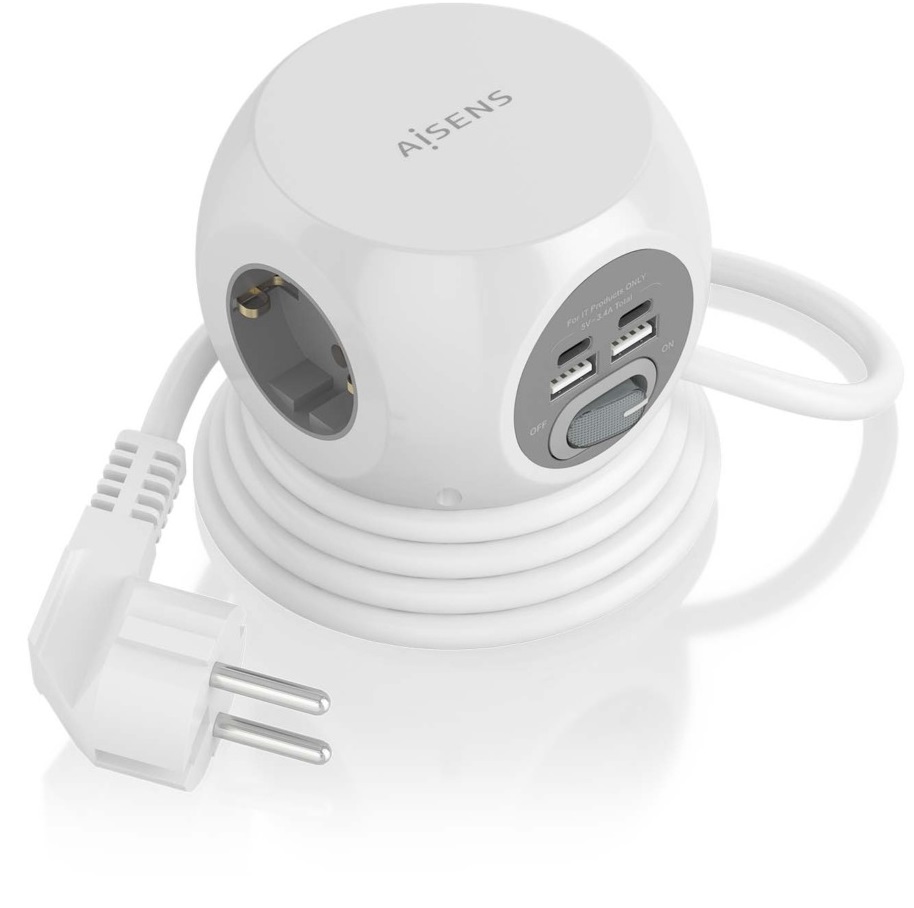 Extensão Tripla + 2x USB-C e 2x USB-A (1,4mts) - AISENS