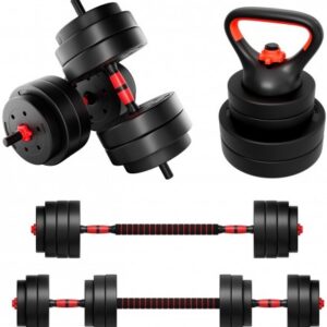 Conjunto de Halteres Lion 20 20Kg (Vermelho/Preto) - ATHLER