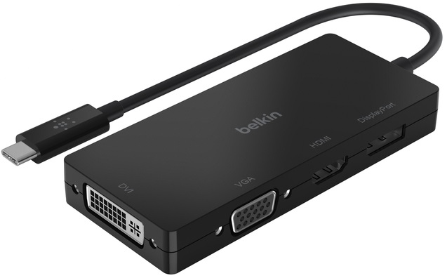 Adaptador de Vídeo USB-C Macho - DVI / VGA / HDMI / DisplayPort Fêmea (Preto) - BELKIN