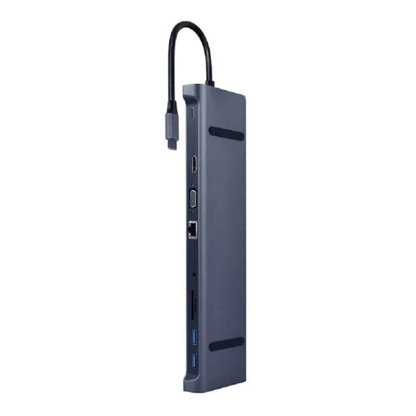 Adaptador - Docking Station Type-C 10IN1 HUB3.0 4K Hdmi DP VGA Audio Leitor de Cartões USB Type-C Lan e Audio
