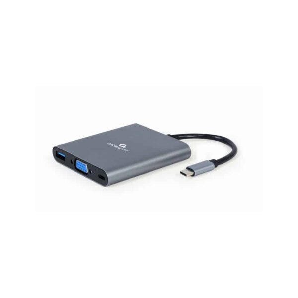 Adaptador - Docking Station Type-C 6IN1 Usb3.1 4k Hdmi VGA Audio Leitor Cartões Usb Type-C