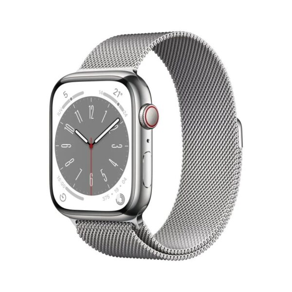 Apple Watch Series 8 GPS Celular 45mm Caixa de Aço Inoxidavel Prateado Correia Milanesa Loop Prateada