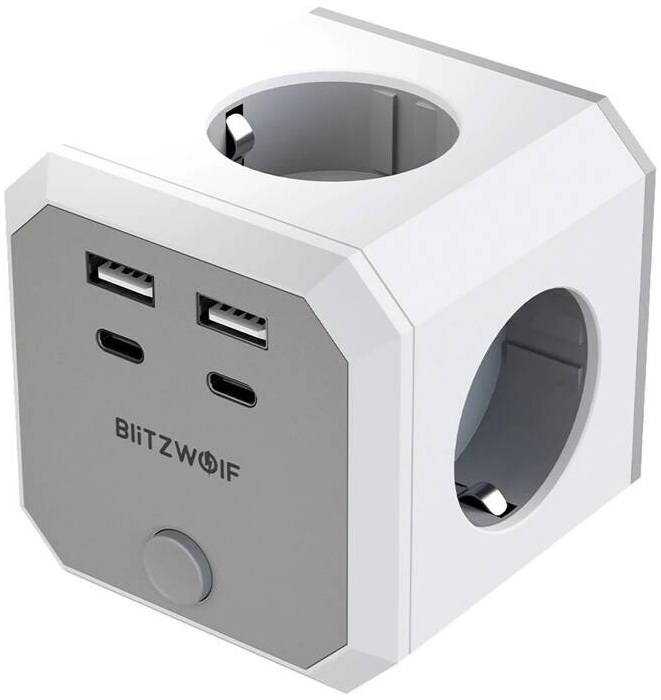 Extensão Quadrupla c/ 2 x USB-A / 2 x USB-C - BLITZWOLF