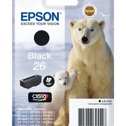 Tinteiro EPSON Preto Serie 26 XP-600/700/800 - C13T26014022