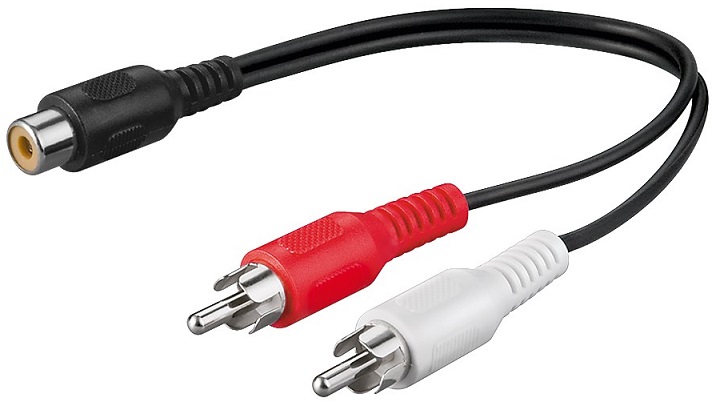 Cabo Adaptador 2 RCA Macho - 1 RCA Femea (20cm)