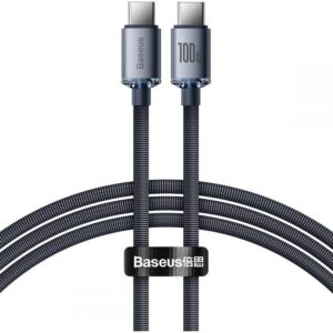 Cabo Carregamento Rápido Crystal Shine USB-C - USB-C PD 100W Preto (1,2 mts) - BASEUS