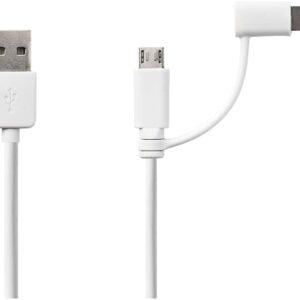 Cabo USB 2-EM-1 - 1x Micro USB + Apple Lightning 8 pinos (Branco) - NEDIS