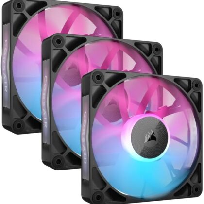 Pack 3x Ventoinhas iCUE LINK RX120 RGB 12mm (Preto) - CORSAIR