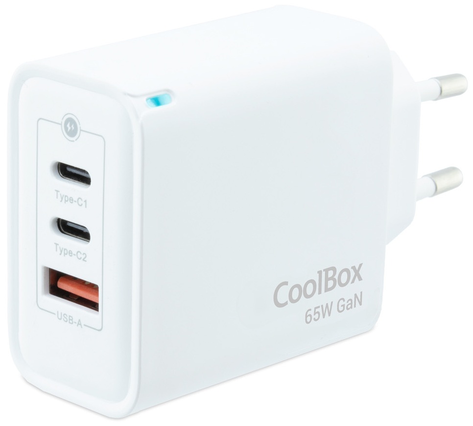 Carregador Universal GaN 65W (2x USB-C/USB-A) - COOLBOX