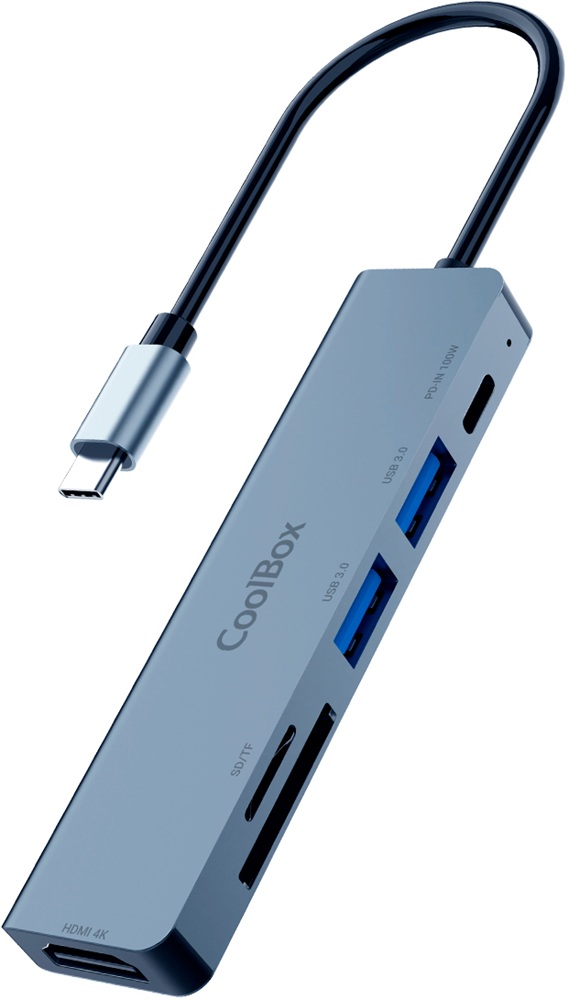 Hub USB-C 5-EM-1 (HDMI/SD/microSD/2x USB-A/USB-C PD) - COOLBOX