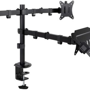 Suporte de Mesa p/ 2 Ecrãs 17~32 e Computador Portátil (Preto) - TOOQ