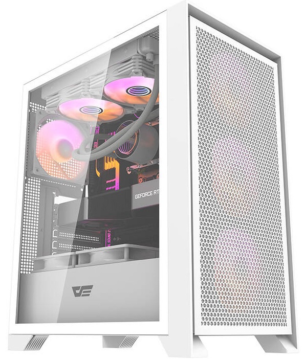 Caixa ATX DRX70 MESH + 4 Ventoinhas RGB (Branco) - DARKFLASH