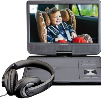Leitor de DVD Portátil + Auscultadores DVP 1010 10 (Preto) - LENCO