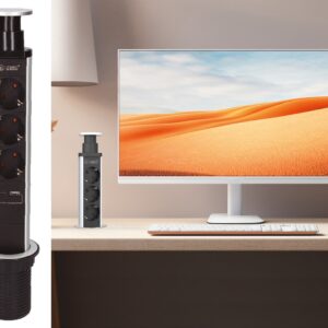Extensão Tripla + USB A + USB C Oculta POP-UP p/ Secretárias, Balcões, ... - GSC
