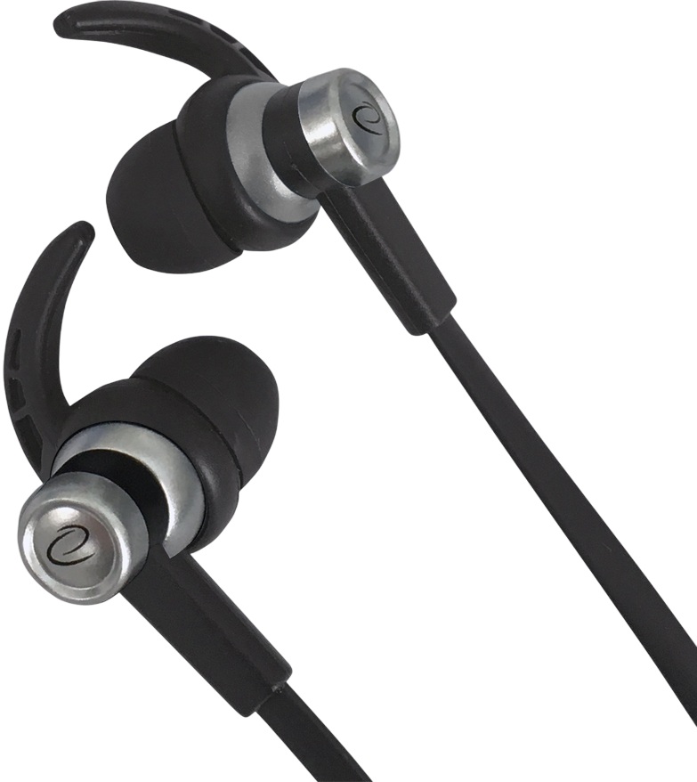 Auriculares Stereo c/ Fios e Microfone (Preto/Prateado) - ESPERANZA
