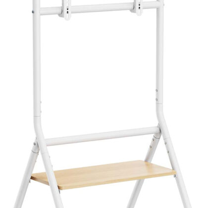 Suporte de Chão c/Rodas p/ TV 80Kg 37-86 (Branco/Madeira) - AISENS