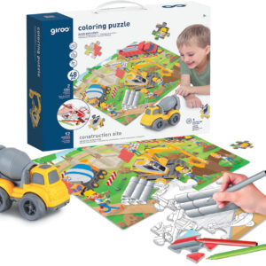 Play Puzzle Colorir 2 Faces + Carro 48 Pcs Contruções – GIROS