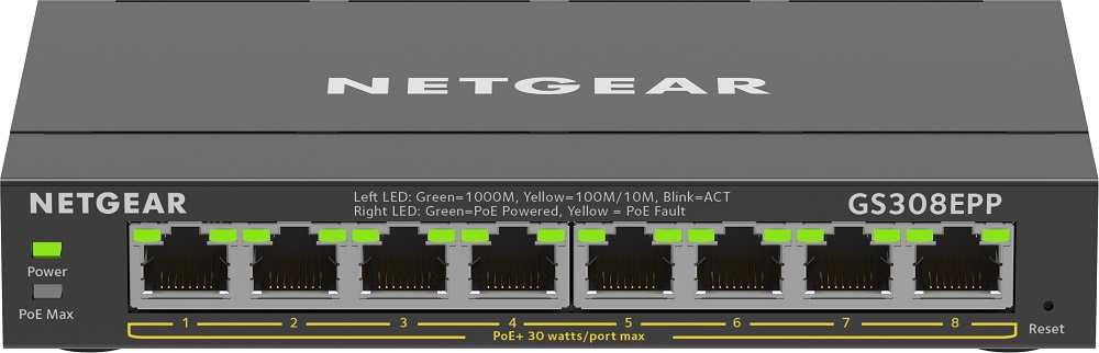 Switch de Rede 8 Portas Gigabit PoE+ Plus Switch Gerido L2/L3 - NETGEAR