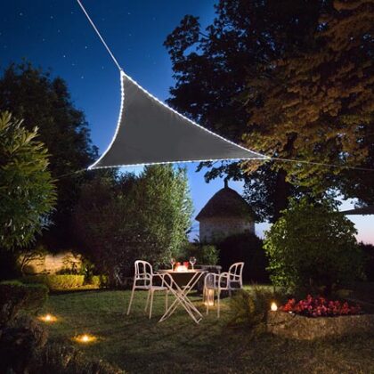 Vela de Sombra Triângulo c/ Rebordo LED (Cinzento Antracite) - PEREL