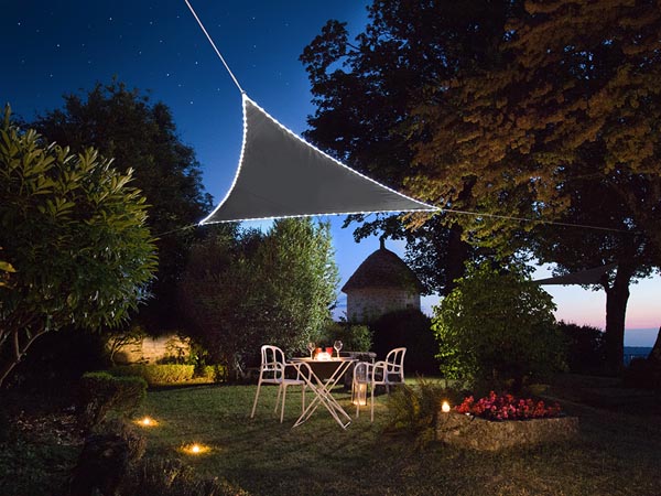 Vela de Sombra Triângulo c/ Rebordo LED (Cinzento Antracite) - PEREL