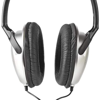 Auscultadores Headphones HPWD1201BK c/ Fios (Preto/Prateado) - NEDIS