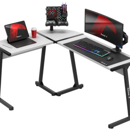 Mesa Gaming Hero 6.0 147cm c/ Canto Arredondado (Branco) - HUZARO