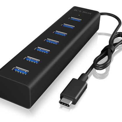 Hub USB C - 7x USB A (Preto) - ICY BOX