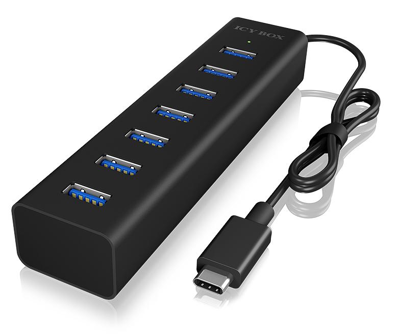 Hub USB C - 7x USB A (Preto) - ICY BOX