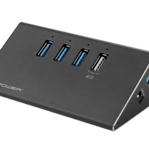 Hub USB A 3.0 - 3x USB A 3.0 + USB A p/ Carregamento (Preto) - LC-POWER
